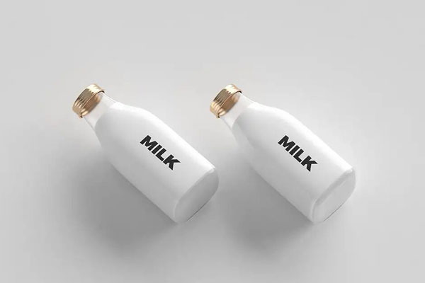 Two Minimal Bottles on White Background Mockup