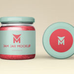 Two Mockups Featuring a Glass Jam Jar with a Metal Lid