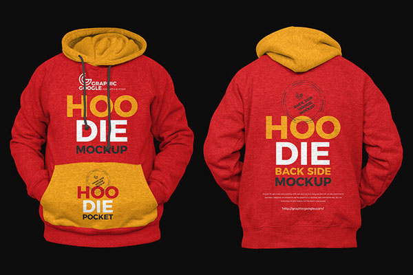 Two Mockups Featuring Front and Back Sides of Hoodie in Front View
