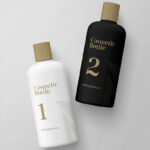 Two Mockups Featuring Lying and standing Cosmetic Bottles