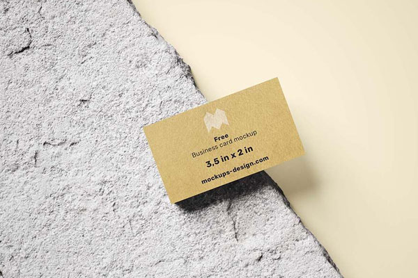 Two Mockups Featuring Overhead and Front View of Business Card