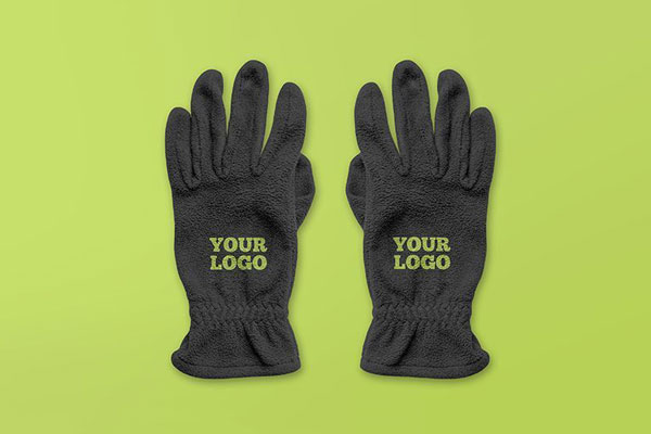 Two Mockups Featuring Overhead and Perspective Views of Gloves