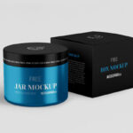 Two Mockups Featuring Perspective Views of Cosmetic Jar and Packaging
