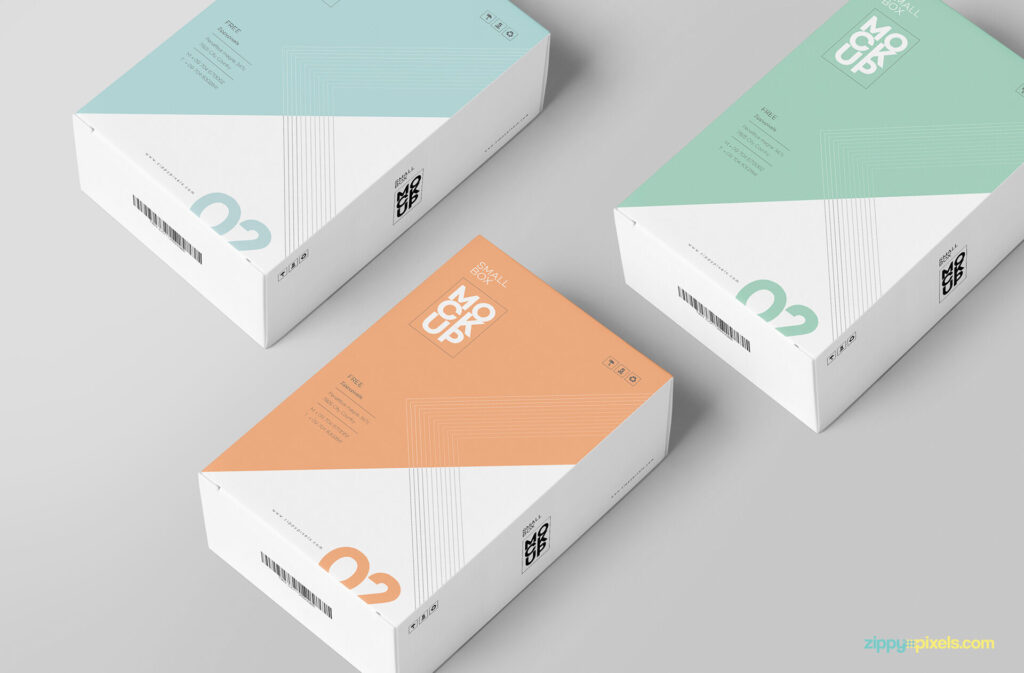 Two Mockups of a Single and Three Perspective Card Boxes