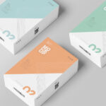 Two Mockups of a Single and Three Perspective Card Boxes