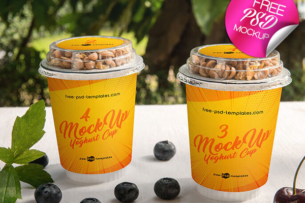 Two Mockups of Couple of Yogurt Cups