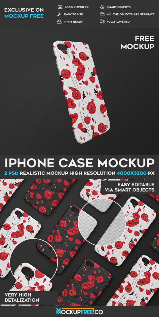 Two Mockups of iPhone Cases in Different Views