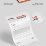 Two Mockups of Letterheads in Stacks and Solos at the 34 Angle View