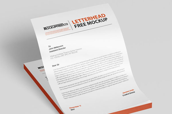 Two Mockups of Letterheads in Stacks and Solos at the 3\4 Angle View