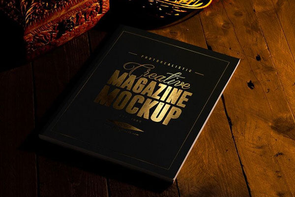Two Mockups of US Letter Size Magazines with Gold Foil Effect