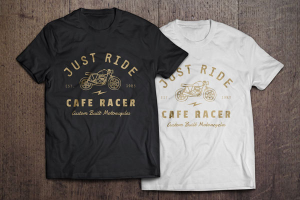 Two Mockups Showing Back and Front of Two Round-Neck T-Shirts