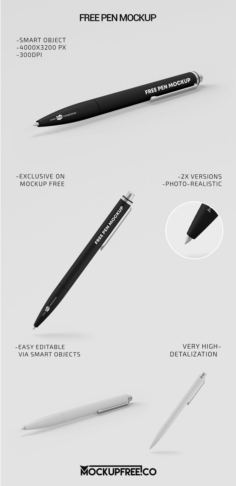 Two Mockups Showing Floating and Laid on the Ground Pens FREE PSD