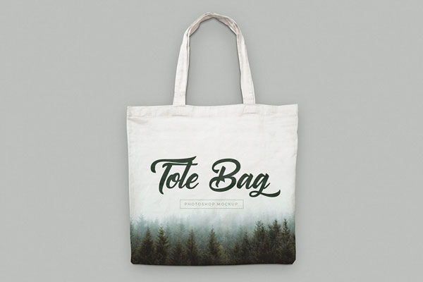 Two Mockups Showing Front View of Canvas Tote Bags