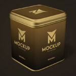 Two Mockups Showing Front View of Two Metallic Tea Packages