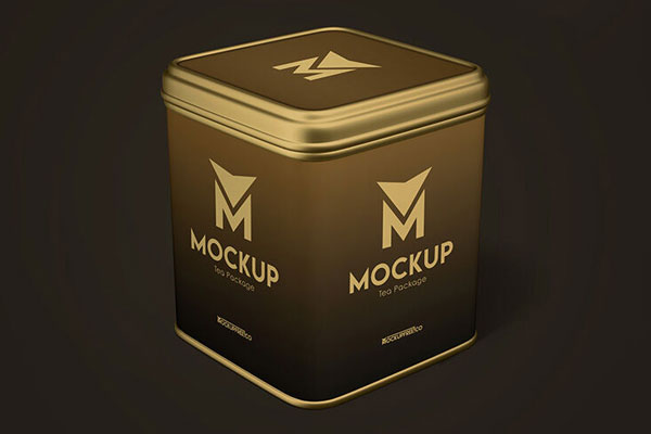 Two Mockups Showing Front View of Two Metallic Tea Packages