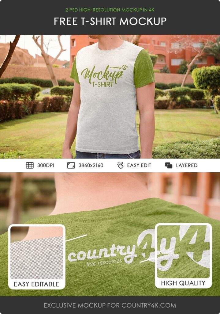 Two Mockups Showing Man Model Wearing T-shirt Back and Front View