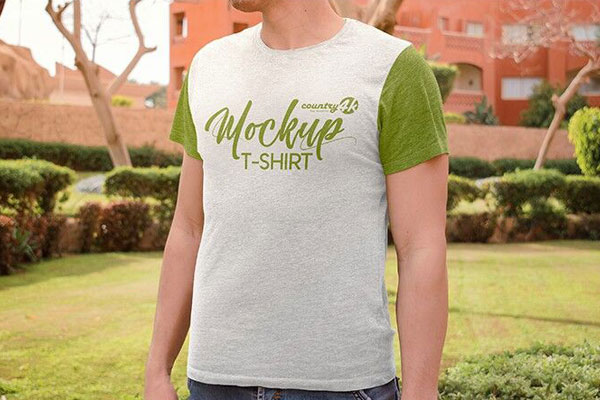 Two Mockups Showing Man Model Wearing T-shirt Back and Front View