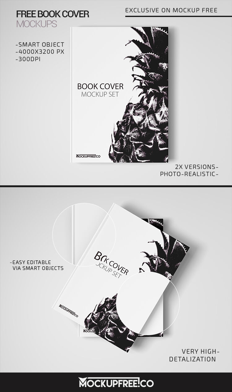 Two Mockups Showing Overhead View of Hardcover Books FREE PSD