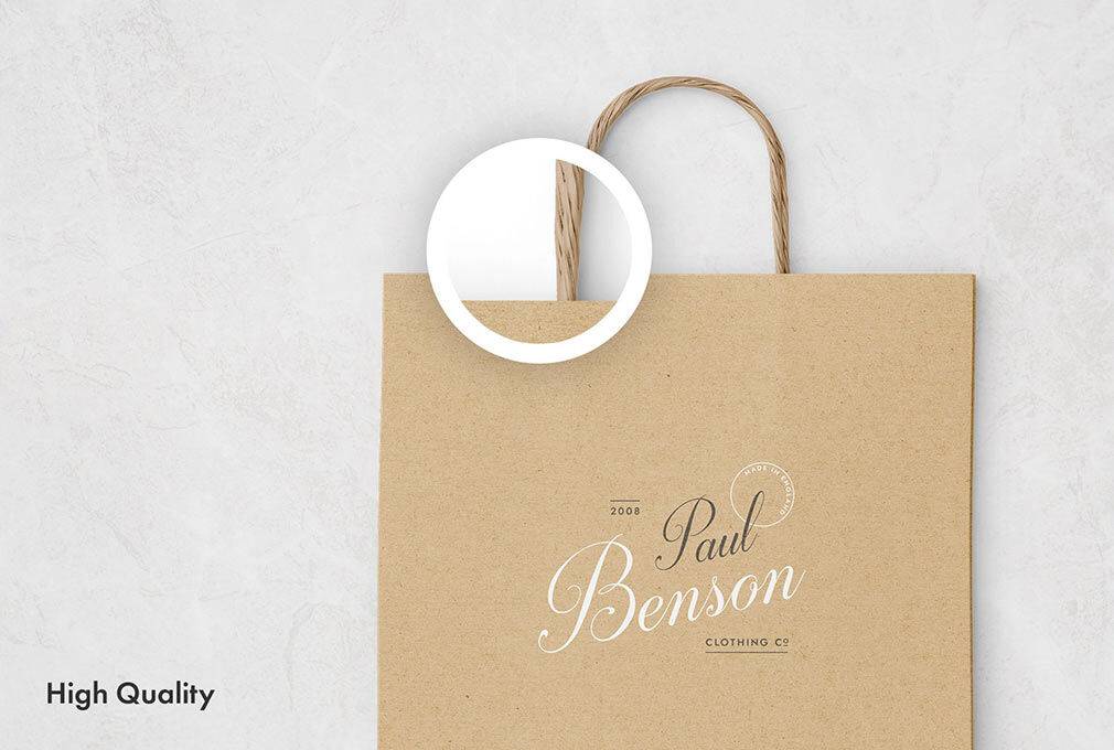 Two Mockups Showing Standing and Laid on the Ground Paper bags FREE PSD