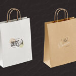 Two Mockups Showing Standing and Laid on the Ground Paper bags
