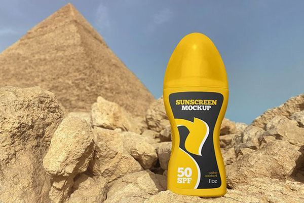 Two Mockups Showing Sunscreen Spray Bottle Front View
