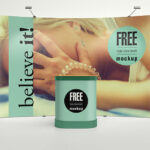 Two Mockups with Different Views of a Trade Show Booth