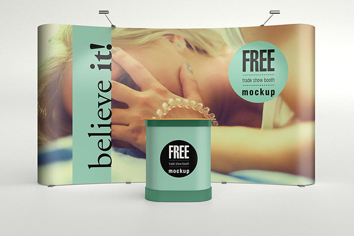 Two Mockups with Different Views of a Trade Show Booth