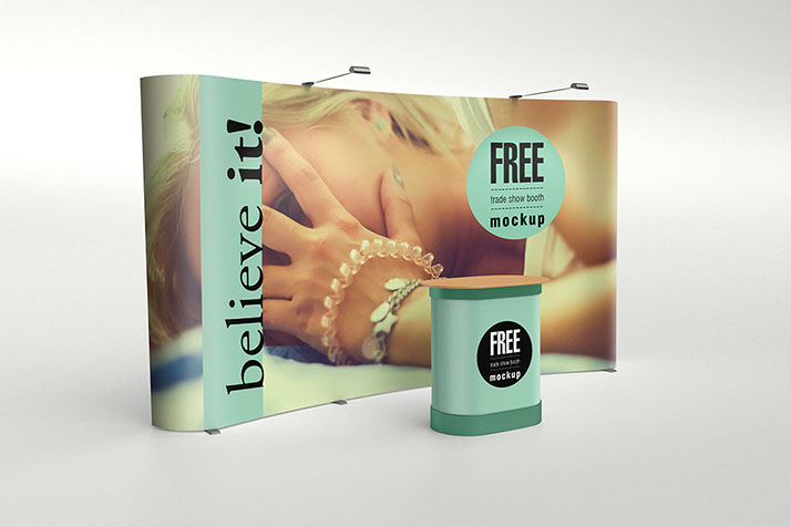 Two Mockups with Different Views of a Trade Show Booth
