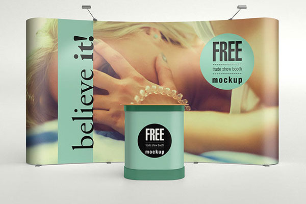 Two Mockups with Different Views of a Trade Show Booth