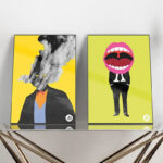 Two Modern Poster on a Glass Table Mockup
