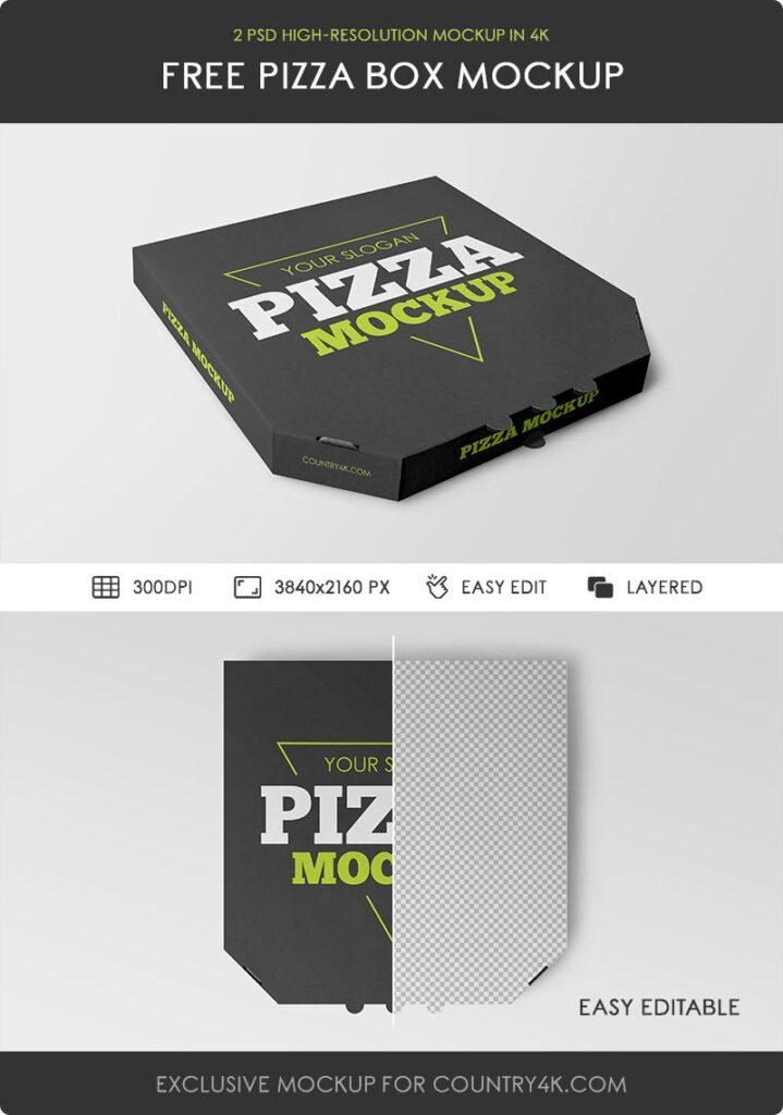 Two Overhead and Perspective Polygon Pizza Box Mockups