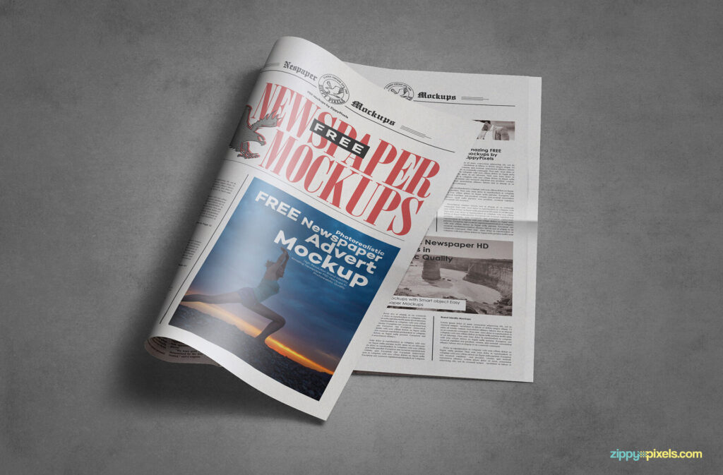 Two Pages of Tabloid Newspaper Mockup