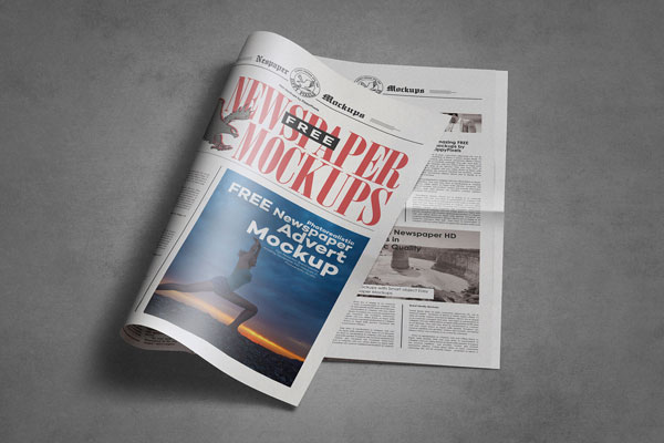 Two Pages of Tabloid Newspaper Mockup