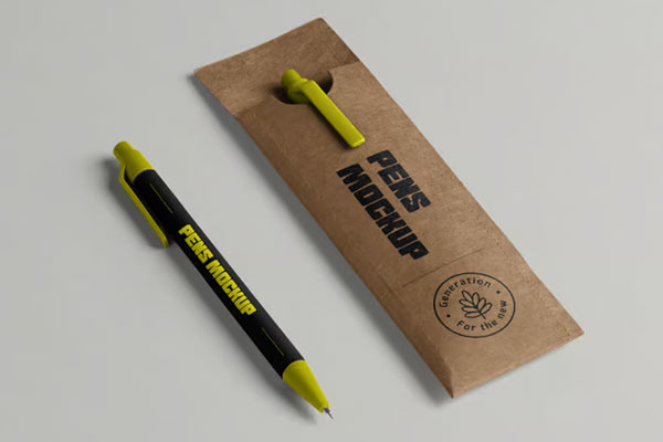 Two Pens with Case Mockup