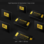 Two Perspective View Business Card Stacks and Grid Mockups