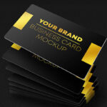 Two Perspective View Business Card Stacks and Grid Mockups