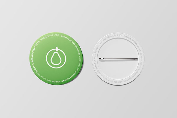 Two Pin Button Badges Back and Front Scene Mockup