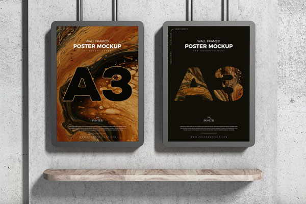 Two Posters Mockup on the Wall