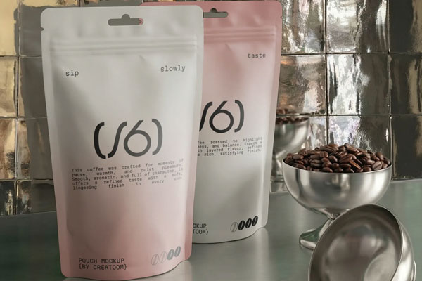 Two Pouch Mockups on Metal Table