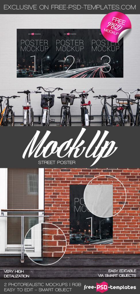 Two Realistic Horizontal Street Poster Mockup