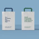 Two Realistic Paper Shopping Bags Mockup