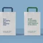 Two Realistic Paper Shopping Bags Mockup