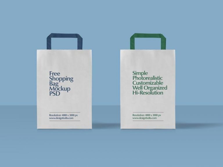 Two Realistic Paper Shopping Bags Mockup