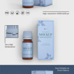 Two Realistic Vertical Medicine Bottle and Box Mockups