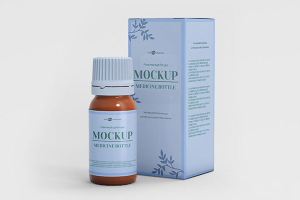 Two Realistic Vertical Medicine Bottle and Box Mockups