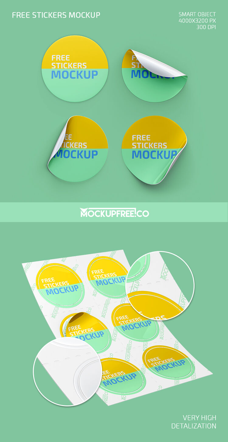 Two Round Sticker Mockups FREE PSD