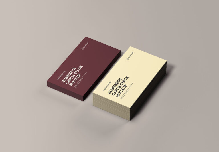 Two Stacks of Business Cards Mockup