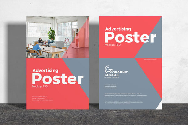 Two Standing Advertising Posters Mockup