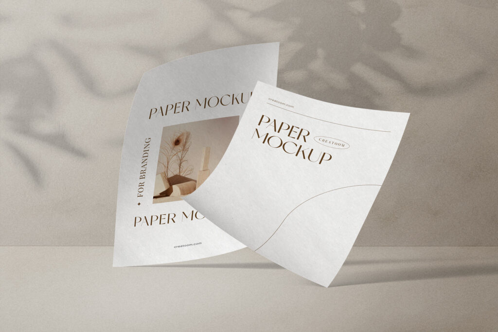 Two Standing Curved Papers Mockup