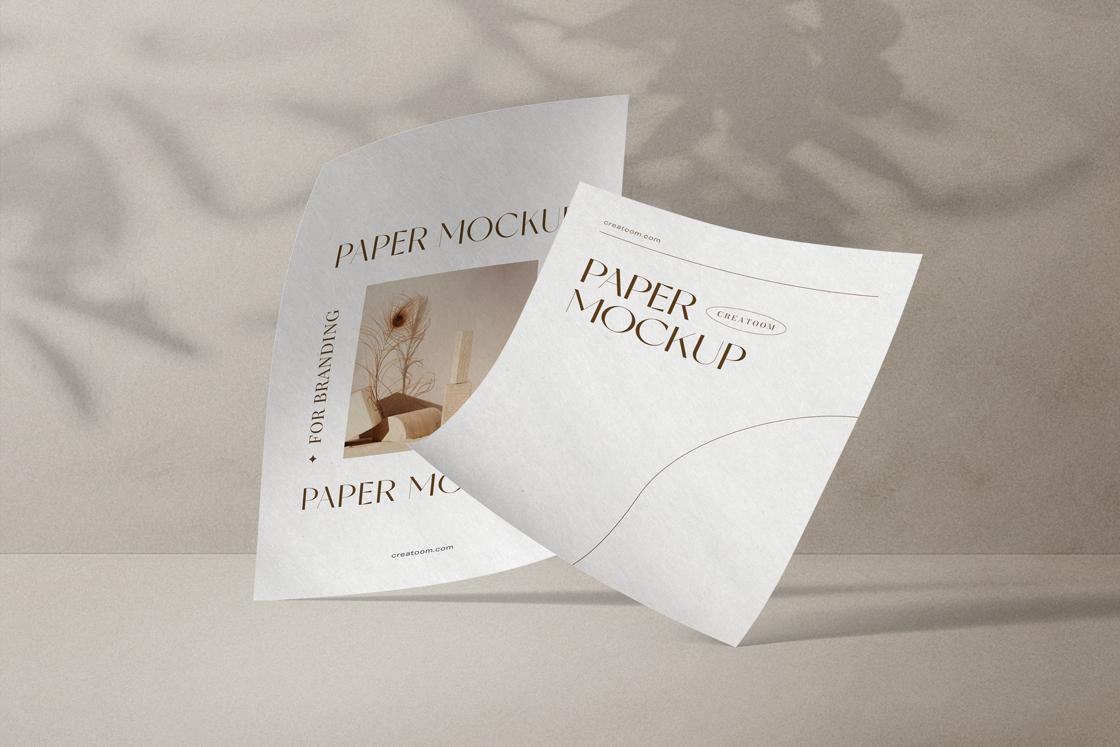 Two Standing Curved Papers Mockup FREE PSD